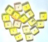 17 16x16x6mm Crystal, Pink & Yellow Flat Squares